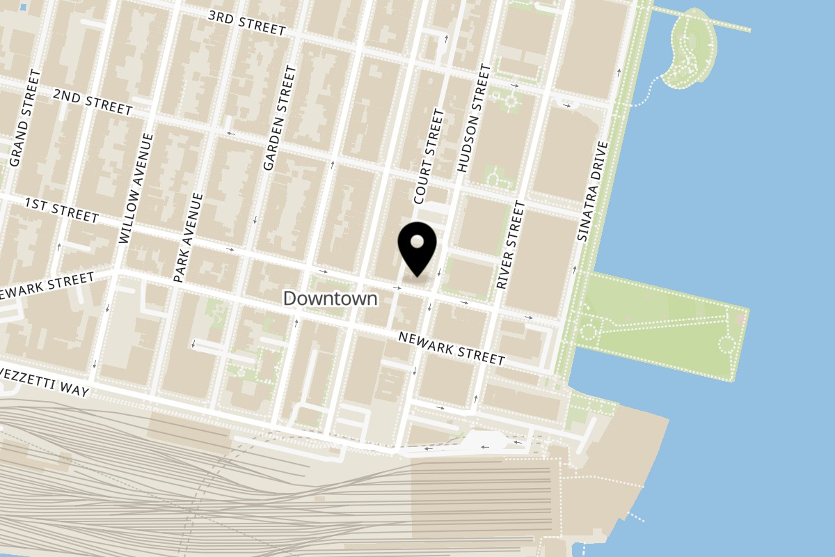 Map showing the location of T Thai on 102 Hudson St in Hoboken